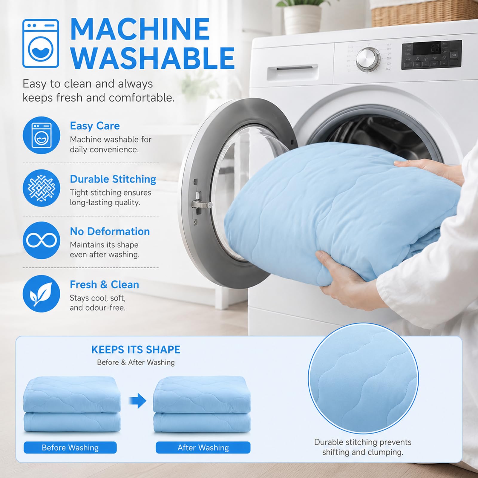 Coperta Rinfrescante 150x200 cm, Q-Max >0,4 Coperta Refrigerante Letto, Copriletto Estivo Singolo Double Face, Leggera Traspirante Anallergica, Coperta Estiva Matrimoniale (Blu)