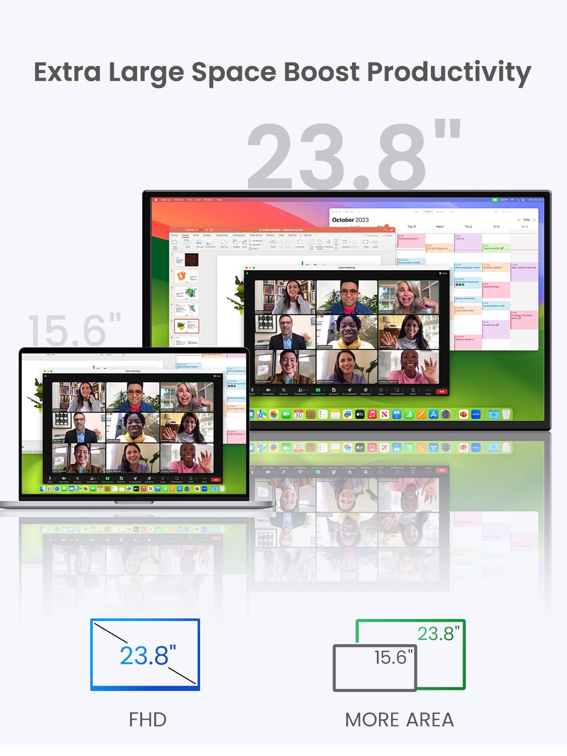 EVICIV Monitor Portatile 23,8 Pollici 100Hz Grande Portable Monitor 1920x1080 FHD IPS con Supporto/VESA/HDMI/USB-C Schermo da Gioco Eye-Care per PC Laptop Telefono Switch Xbo