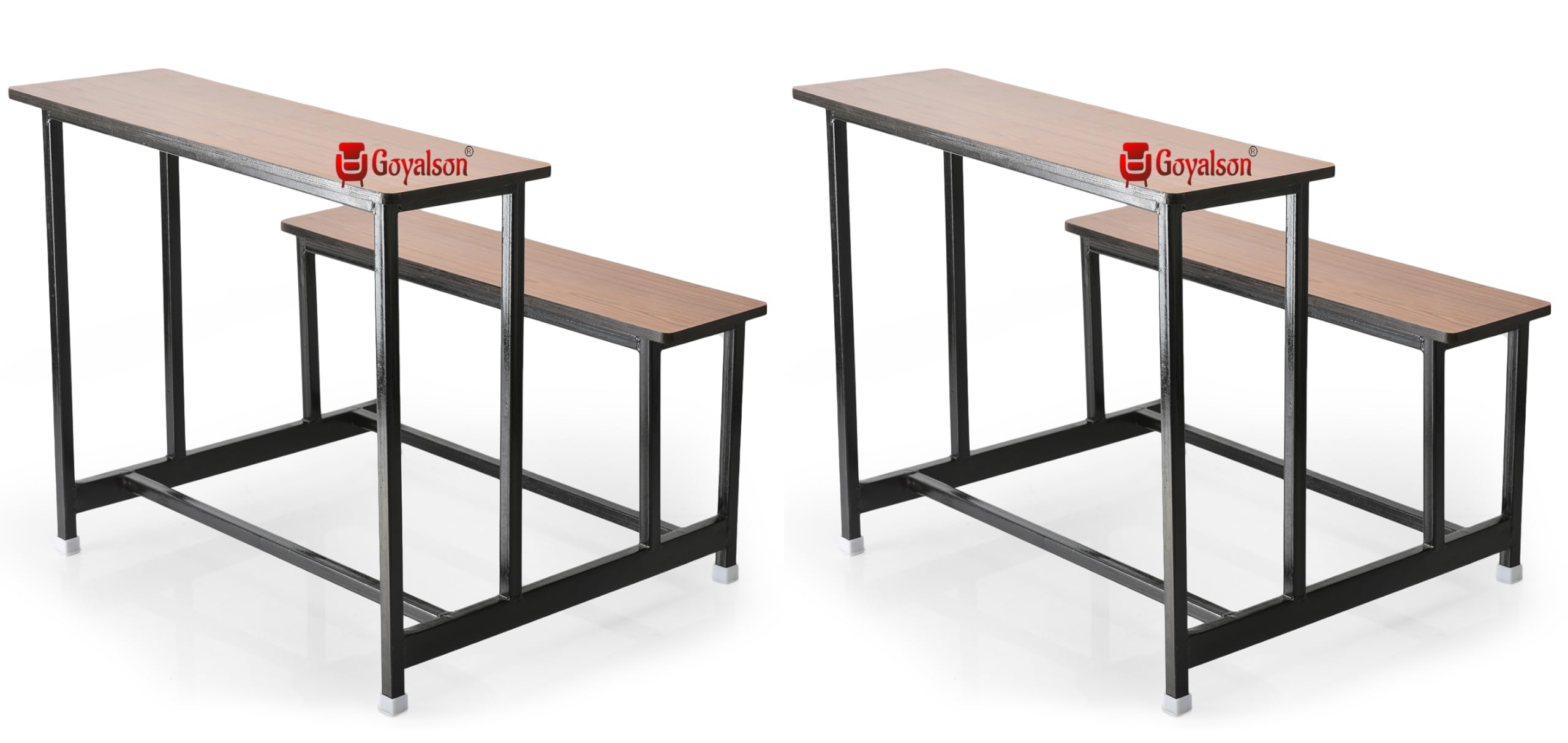 P P CHAIR School Duel Desk Tution College Bench Desk for All Students Boys Girls Heavy Duty Frame with ply Board (2, Teak, Large Class)