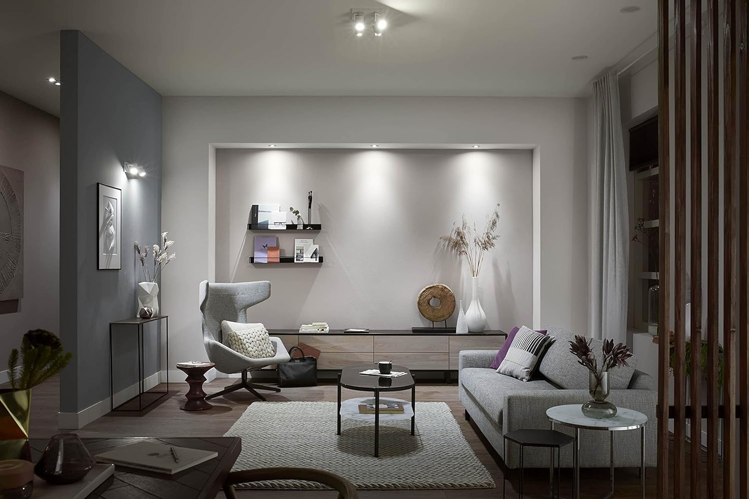 Philips Hue Argenta, Faretto LED da soffitto, Bianco, Confezione da 4 | Dimmerabile, 16 milioni di colori, Smart Home, Controllo vocale via app, Lampadina GU10 inclusa