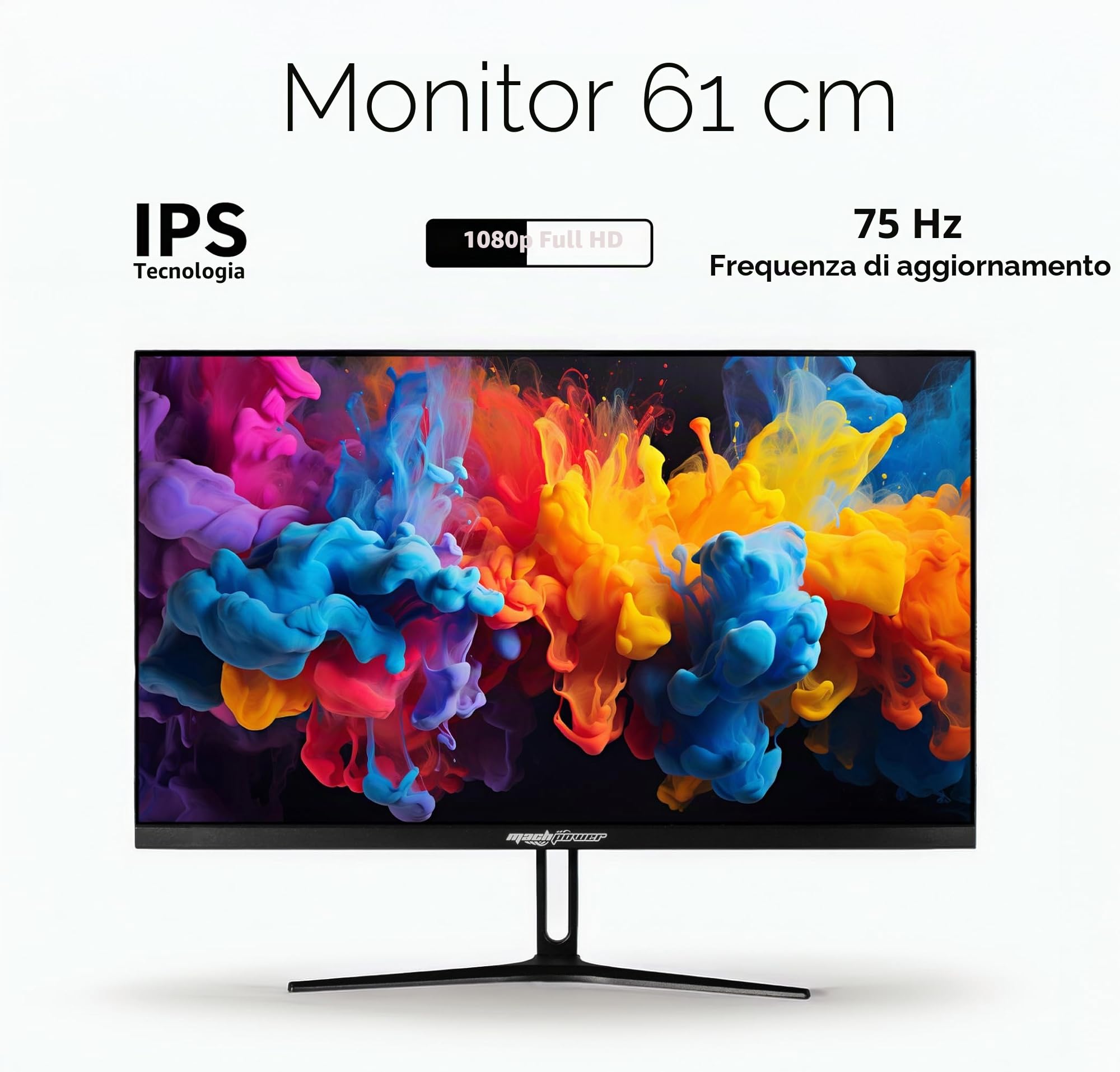 Monitor LED 23.8" IPS Full HD 1080p, 75Hz, Low Blue Light, Angolo di Visione 178°, Design Ultra Sottile per Casa, Ufficio e Multimedia (EB-FM24MIPS)