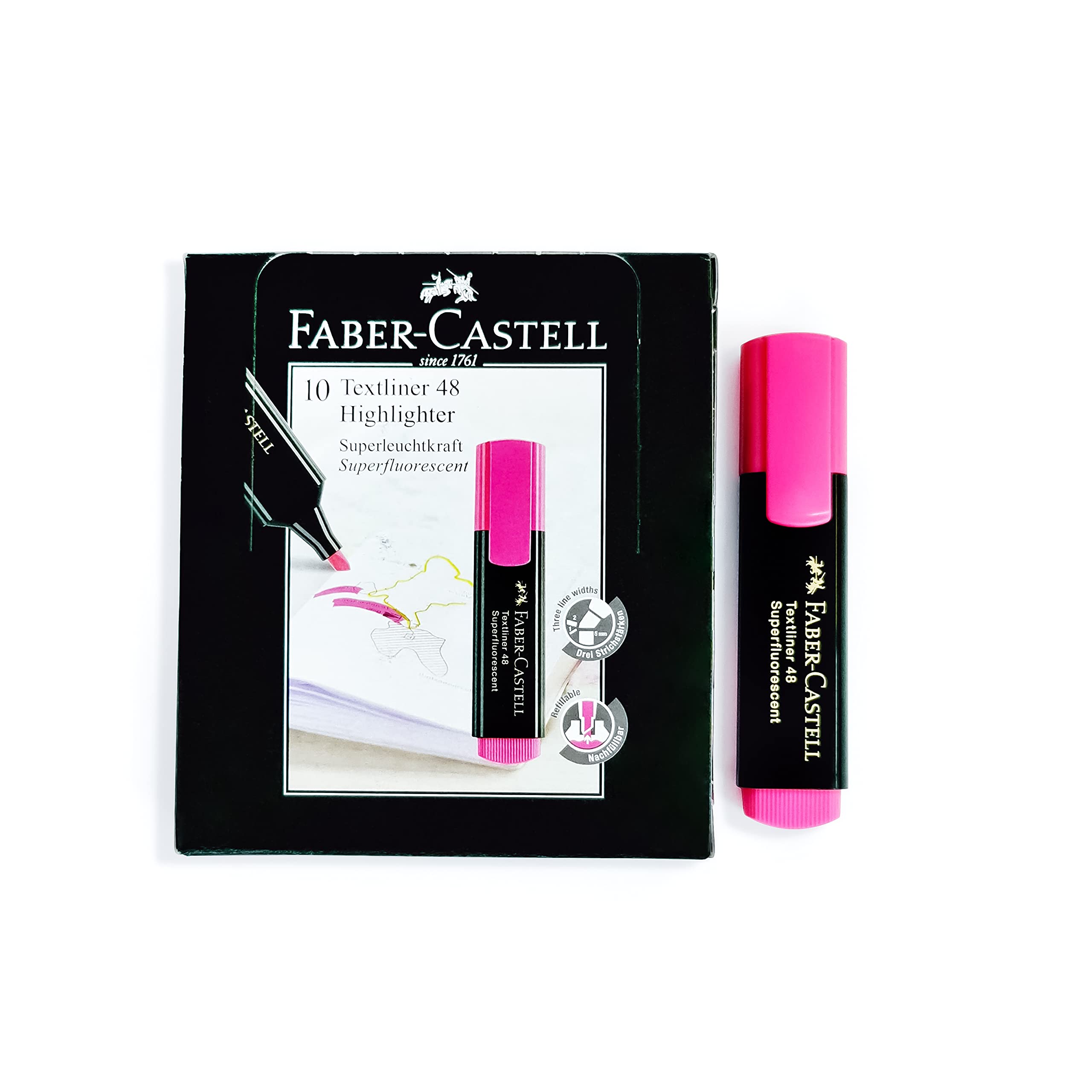 Faber-Castell 154828 Marker - Markers (Pink, Green, Pink, Green, Plastic, Polypropylene, Chisel, Water-Based Ink)