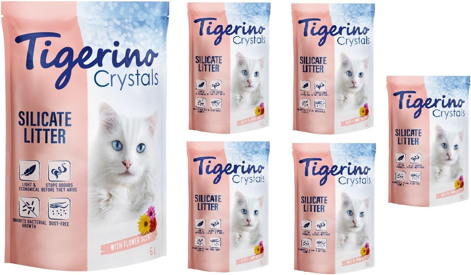 Crystals Flower Power Cat Litter - Super Pack: 6 x 5 litre
