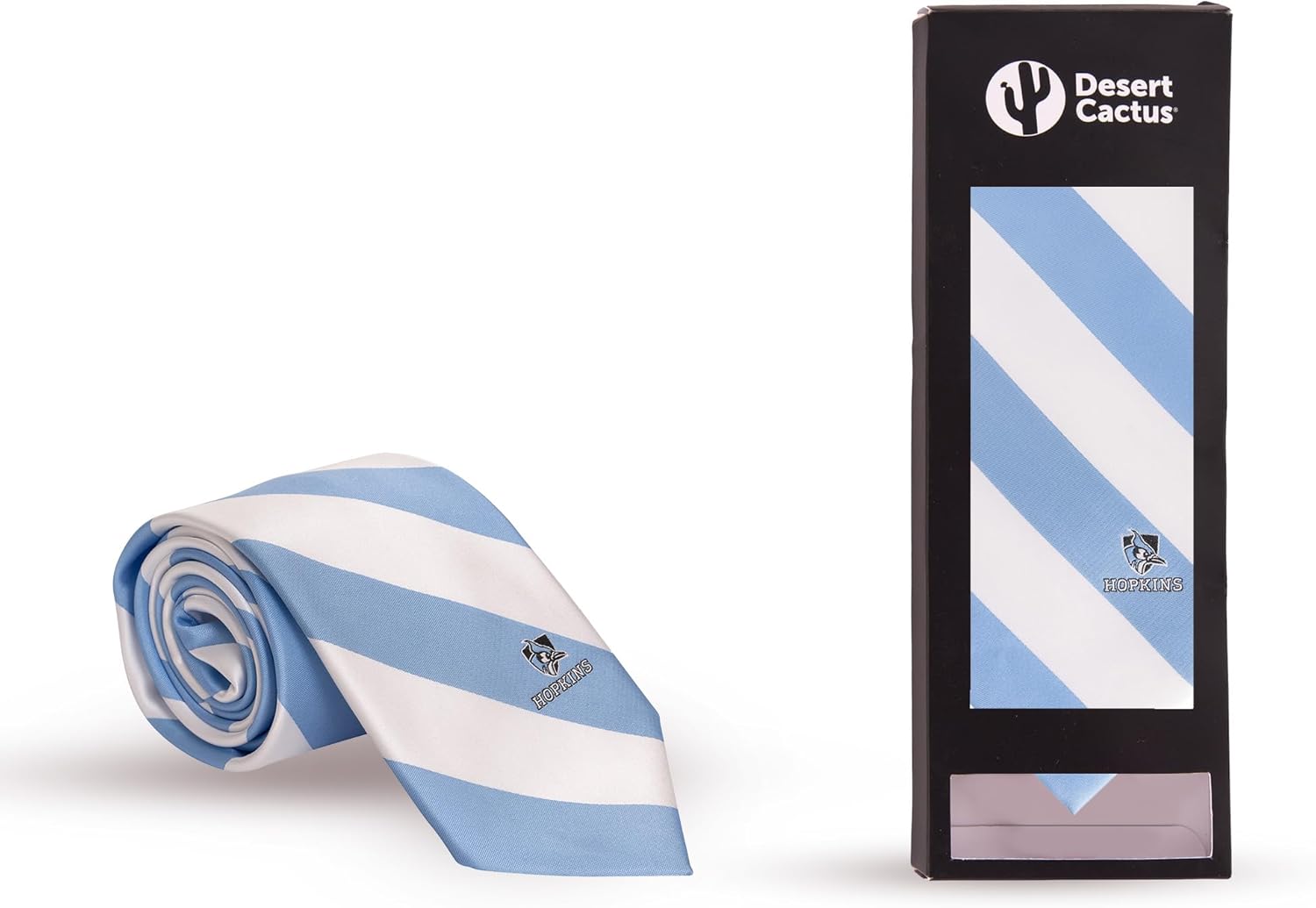 Desert Cactus Johns Hopkins University Neck Tie JHU Blue Jays 100% Polyester Necktie with Logo, Officially Licensed (Style A)
