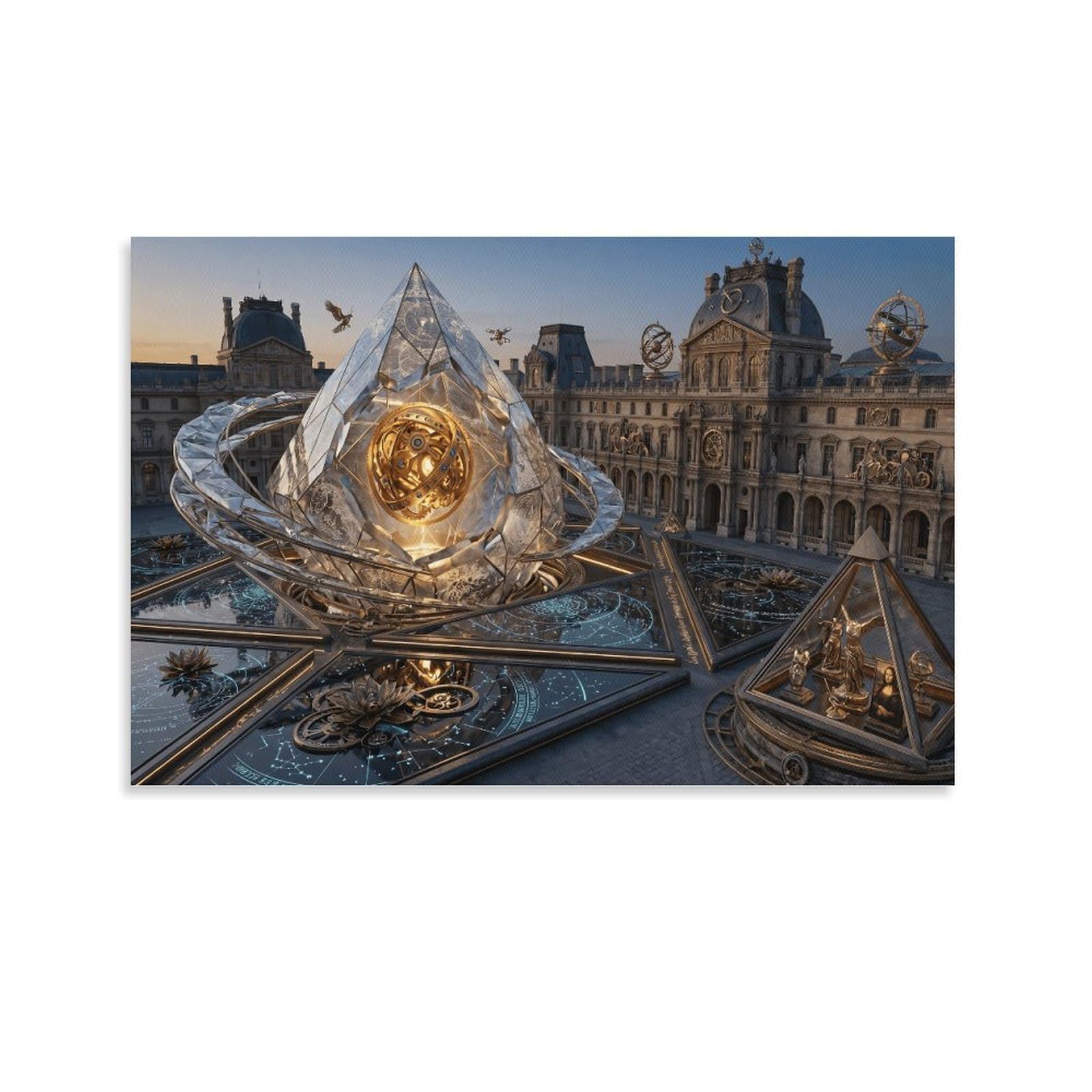 XPASHIQWC Louvre Museum in Paris Wall Decor Poster Giclee Canvas Prints Modern Wall Art Picture Wall Hanging for Living Room Bedroom Home Decorations 24x36inch(60x90cm)