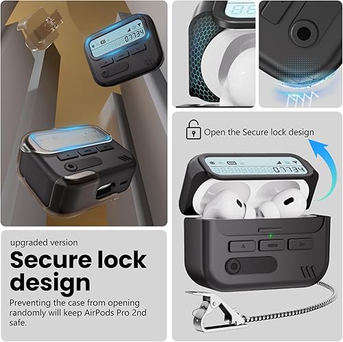 Miniatura 4 de (con bloqueo de seguridad) Fundas de búsqueda compatibles con AirPods Pro de 2 generación con kit de limpieza, funda protectora resistente de TPU