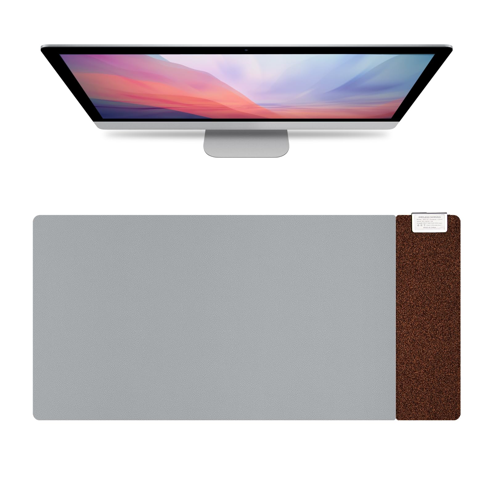 Tappetino 3 in 1 in sughero con ricarica rapida Qi, impermeabile e su entrambi i lati, ideale per ufficio, casa e come protezione per tavolo da toeletta, compatibile con iPhone, Samsung