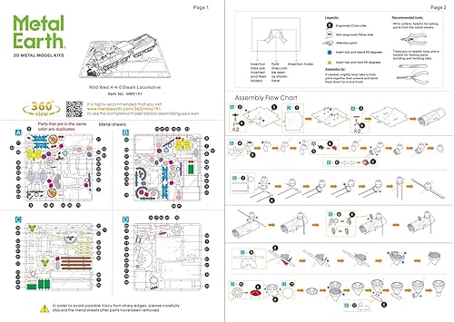 Miniatura 7 de Metal Earth Fascinations Wild West 4-4-0 Locomotora 3D Kit de modelo de metal con pinzas