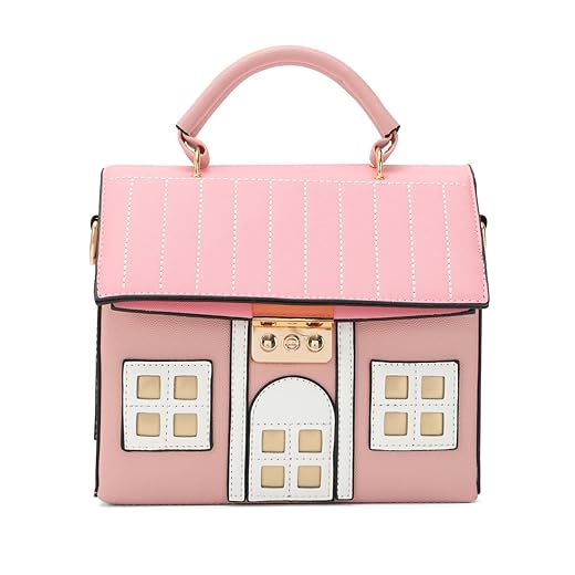 Oweisong Unique Novelty Purse for Women Cute House Shape Handbag Tote Leather Fun Cellphone Crossbody Shoulder Bag