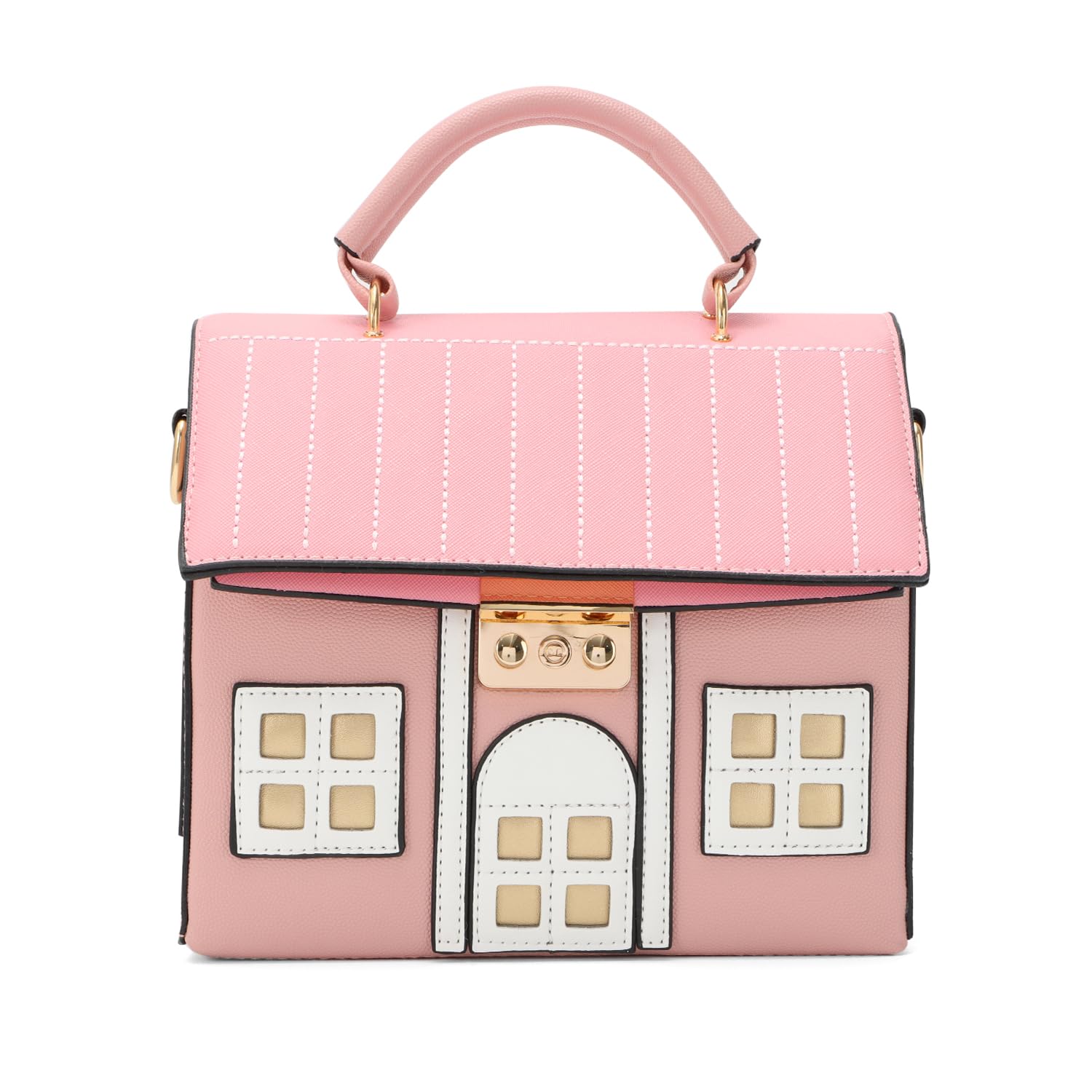 Oweisong Unique Novelty Purse for Women Cute House Shape Handbag Tote Leather Fun Cellphone Crossbody Shoulder Bag