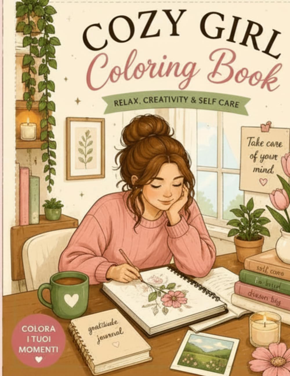 Cozy Girl Coloring Book: 50 Relaxing Pages for Creatività, Self-Care and Mindfulness