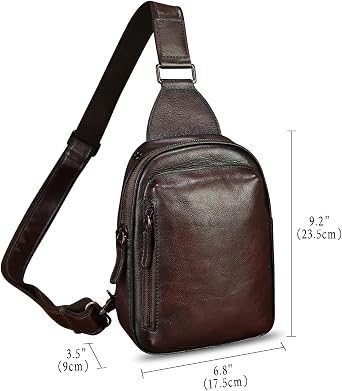 Genuine Leather Small Sling Bag for Women and Men Crossbody Bag Chest Bag Sling Backpack Purses for Hiking Sports Travel