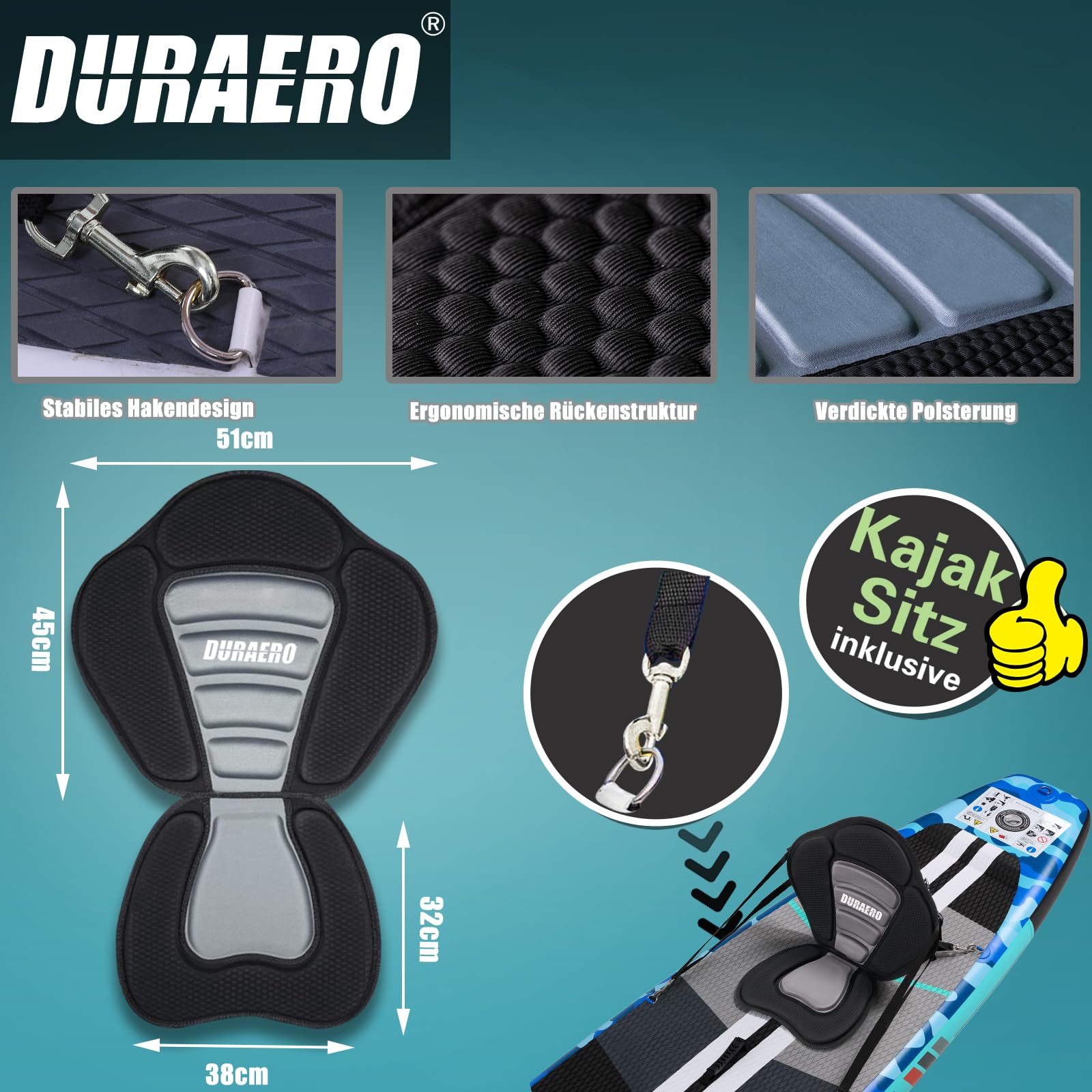 Stand up Paddling Board Aufblasbare, Kajak Sitz,330x76x15cm, Tragkraft bis 150Kg, Cam Halterung,Integrierte Kick-Pad, 3 Finnen, Verstellbares Doppel-Paddel, Komplettes Zubehör, Blaues Camouflage