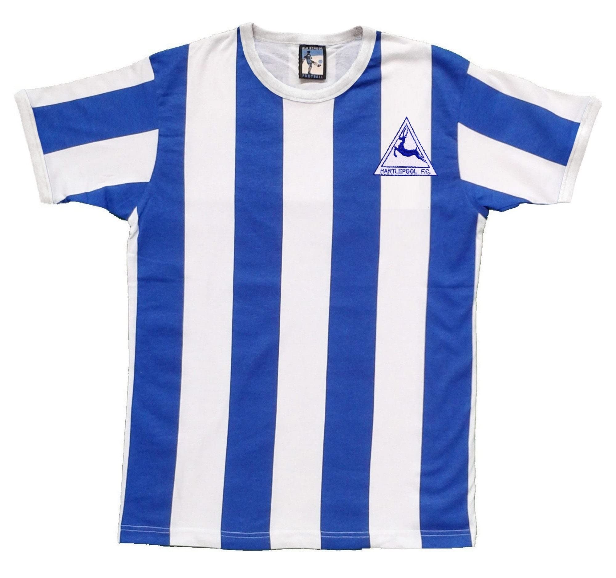 Hartlepool Utd. 1977-1978 Retro Football Stripe T Shirt Embroidered Logo