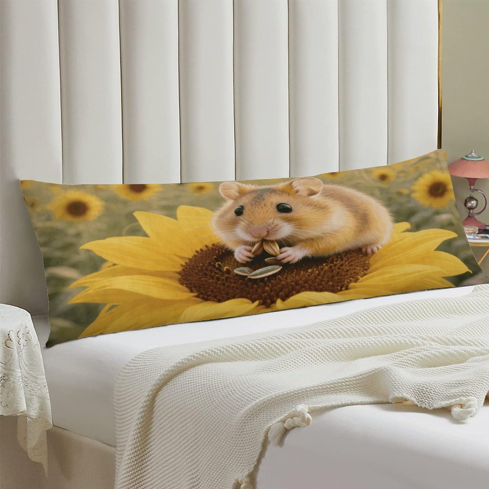 Body Pillow Cover 20x54 Long Pillow Case with Invisible Zipper Breathable Microfiber Sunflower Hamster Pillowcase Soft Cozy Protector for Bedroom Couch Sofa Bed Home Decor All Seasons