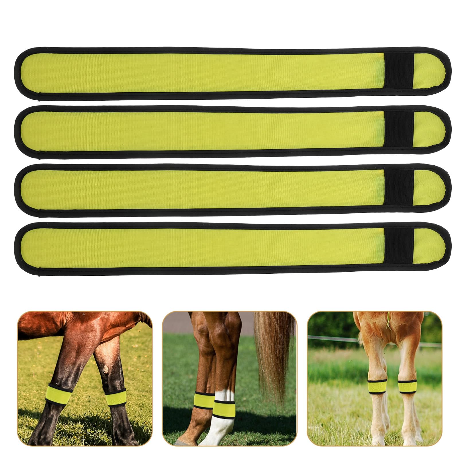 Leuchtring Pferd LED Beinband aus 4 Stück Verschleißfestes und Tragbares Pferdezubehör für Nachtreiten und Training Gelbe Reflektierende Gamaschen für Pferde
