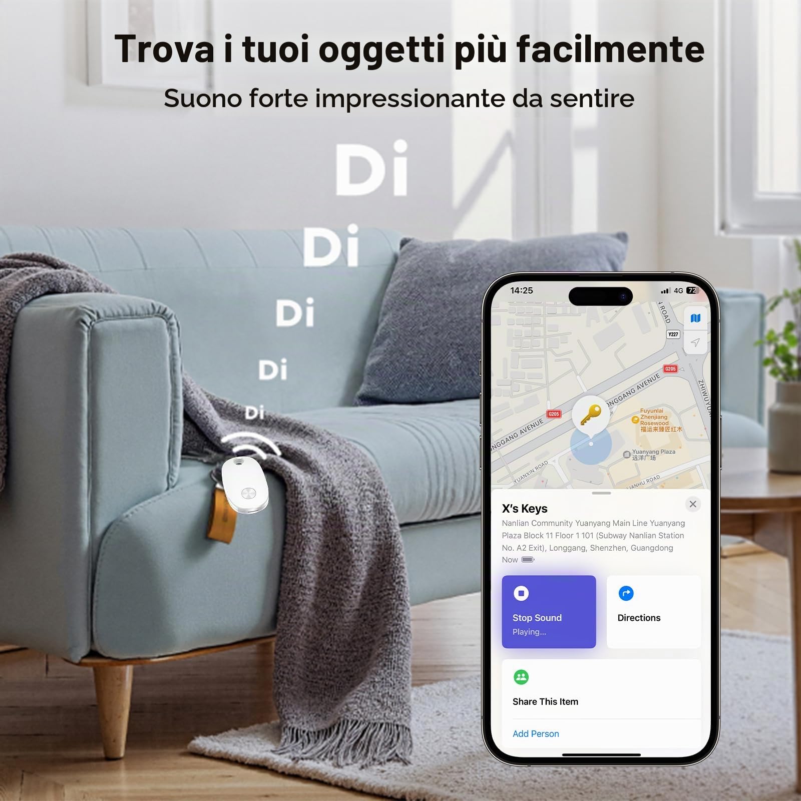 Air Tracker Tag 2 Pezzi, Smart Tracker Funziona con Apple Dov'è App (solo iOS), Batteria Sostituibile Bluetooth Trova Oggetti, 2 anni Utilizzabile Localizzatore Chiavi per Chiavi/Bagagli/Valigie