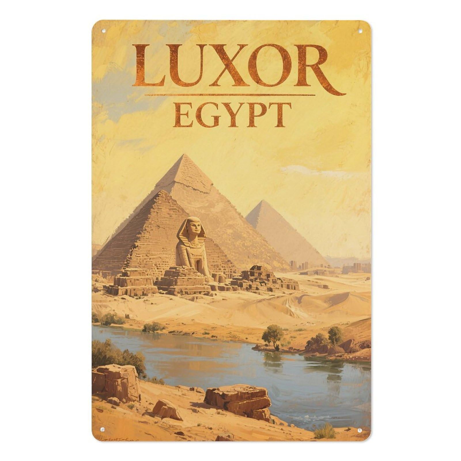 Egypt Retro Design Tin Paintings Vintage Tin Sign 08x12inch(20x30cm) Wall Art for Home Office Bedroom Living Room Cafes Wall Decor
