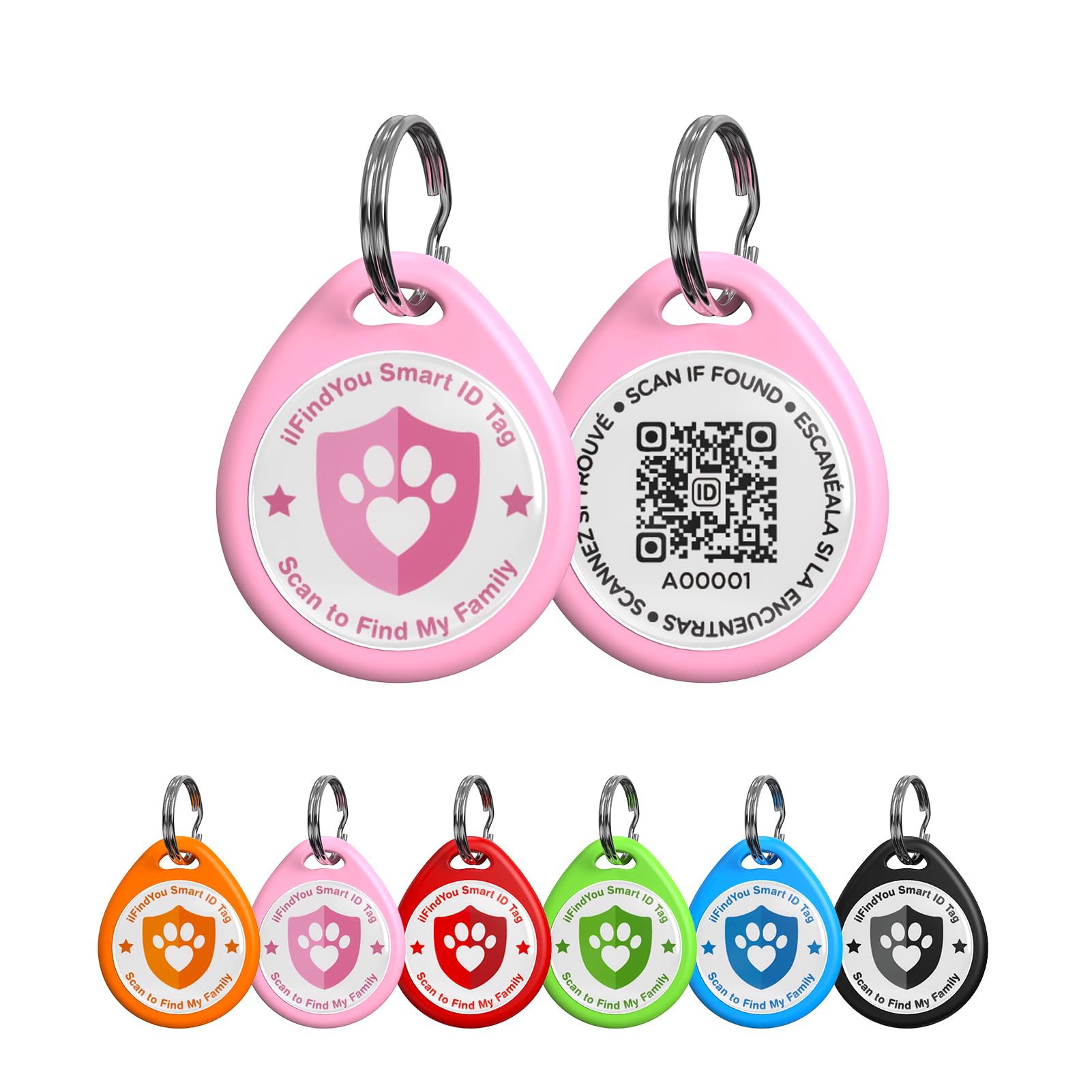 ilFindYou Cat Tags Personalized Small, QR Code Cat Name Tags for Kitten Collar, Scan Location Alerts, Pink S