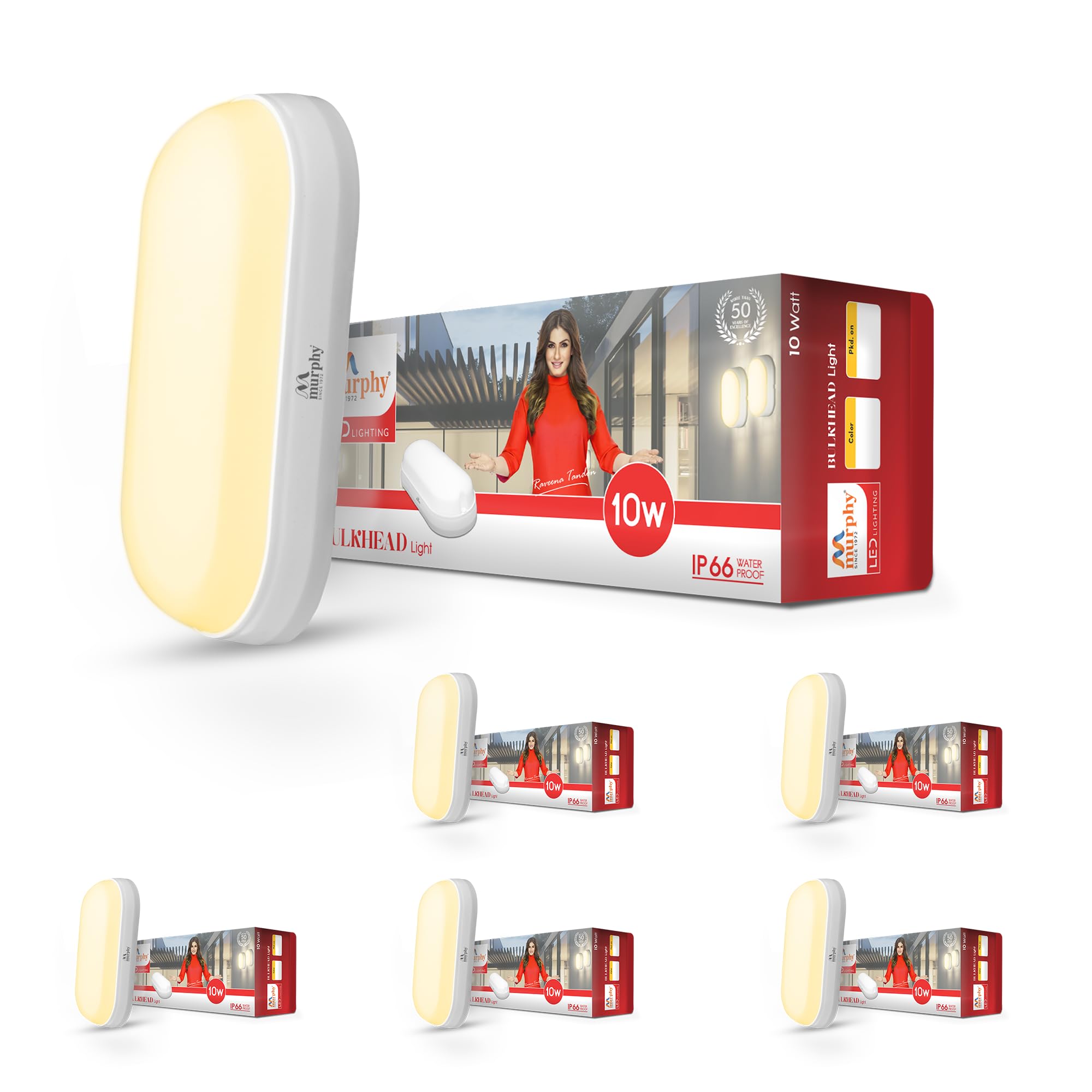 Murphy 10W Wall Lamp LED Oval Shape Outdoor Bulkhead Waterproof IP54 Waterproof Porch Light for Outdoor Garden Bathroom Light (Warm White, Pack of 6) (B0D8KQSKN3) Amazon Price History, Amazon Price Tracker