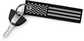 KEYTAILS Keychains, Premium Quality USA Flag Blackout Key Tag for Auto, Motorcycle, Backpacks, Gift