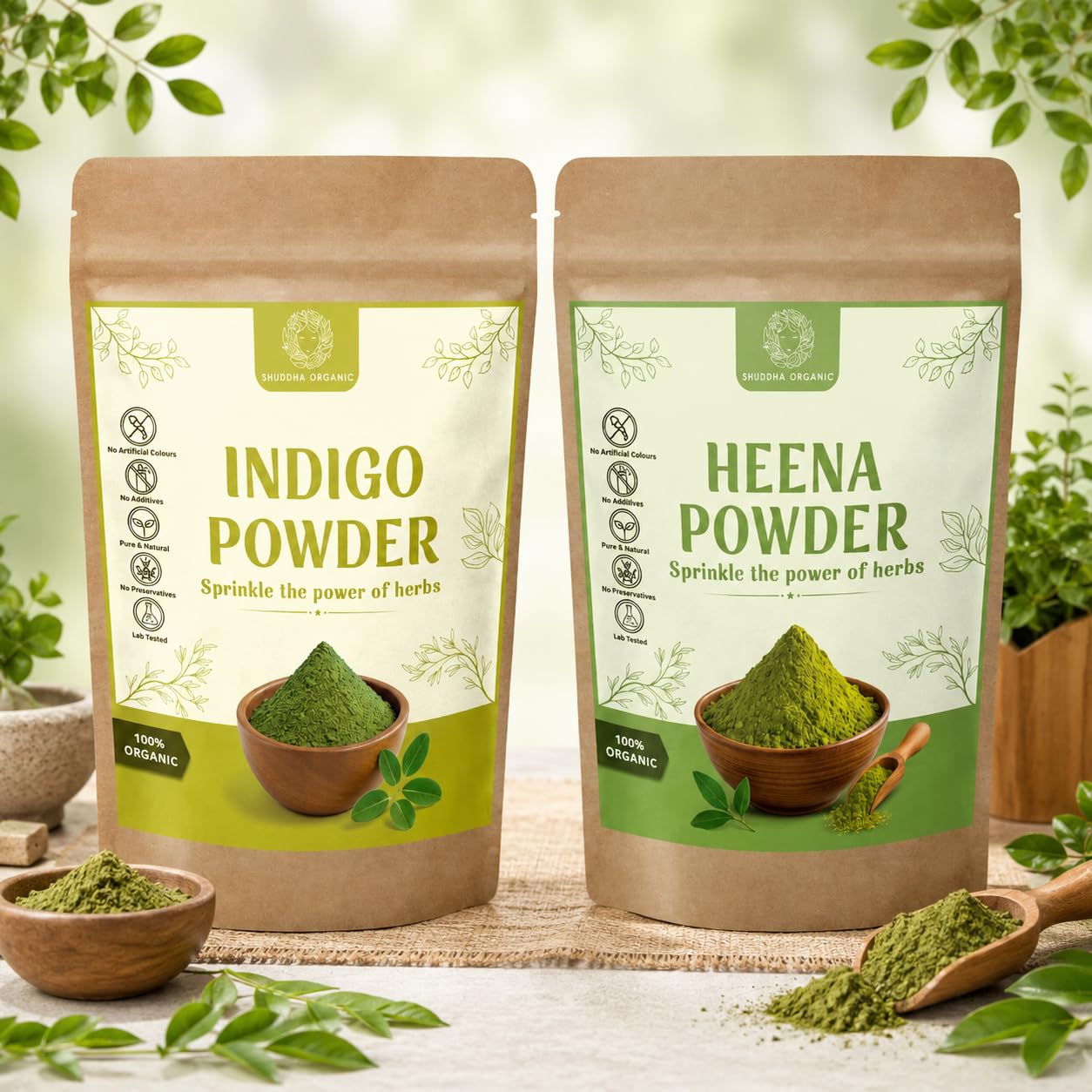 Shuddha Organic Heena Powder and Indigo Powder Combo, 100% Organic Herbal Hair Color, Natural Plant-Based Hair Dye-picture-10