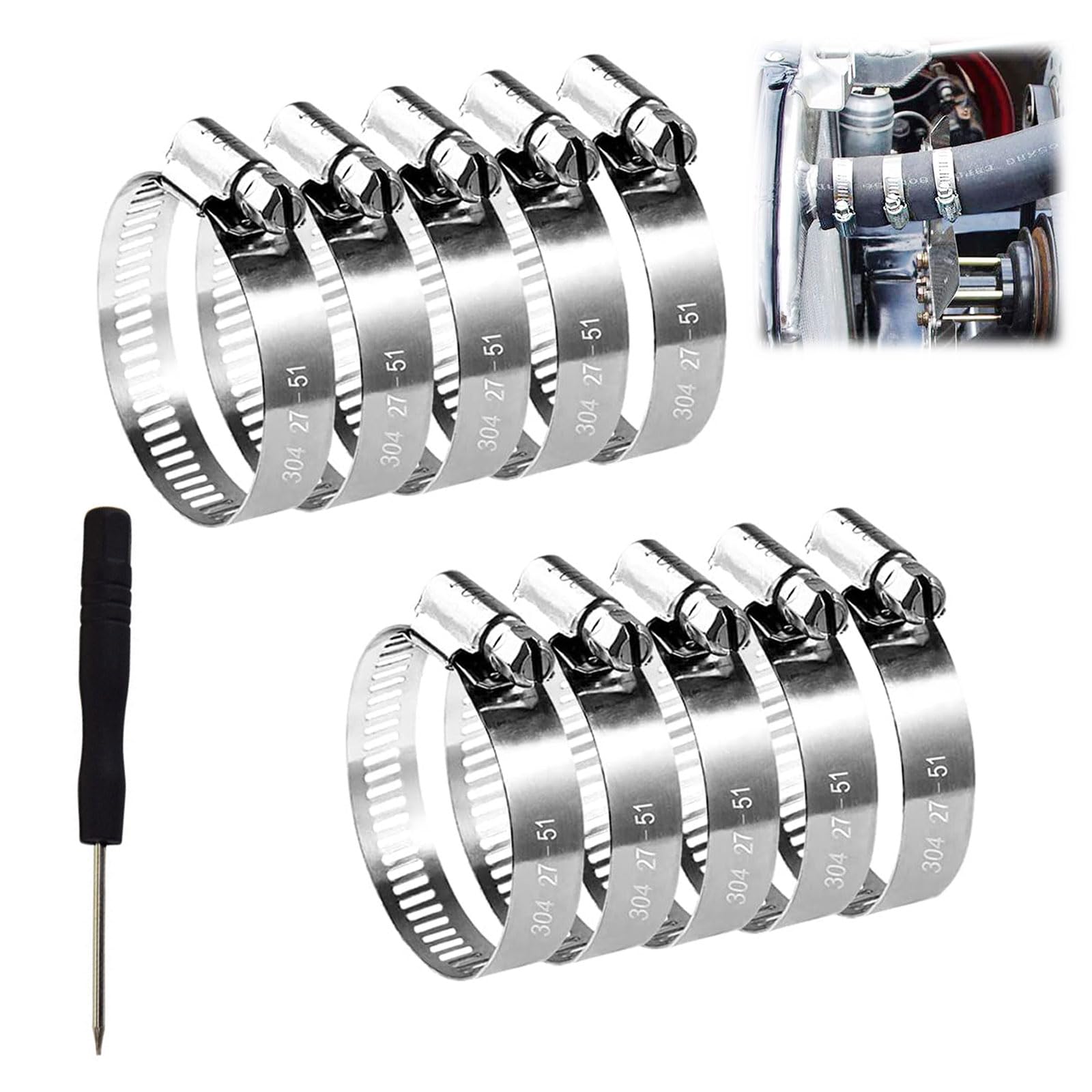 Hose Clamp, Metal Clamp, Adjustable Hose Clamp, Adjustable Hose Clamp, Screw Clips, Metal Hose Clamp, 10 Pieces