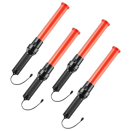 4 linternas de tráfico de señal roja de 16 pulgadas, linternas de dirección de tráfico, luz estroboscópica de bastón, lámpara de tráfico con 2 modos