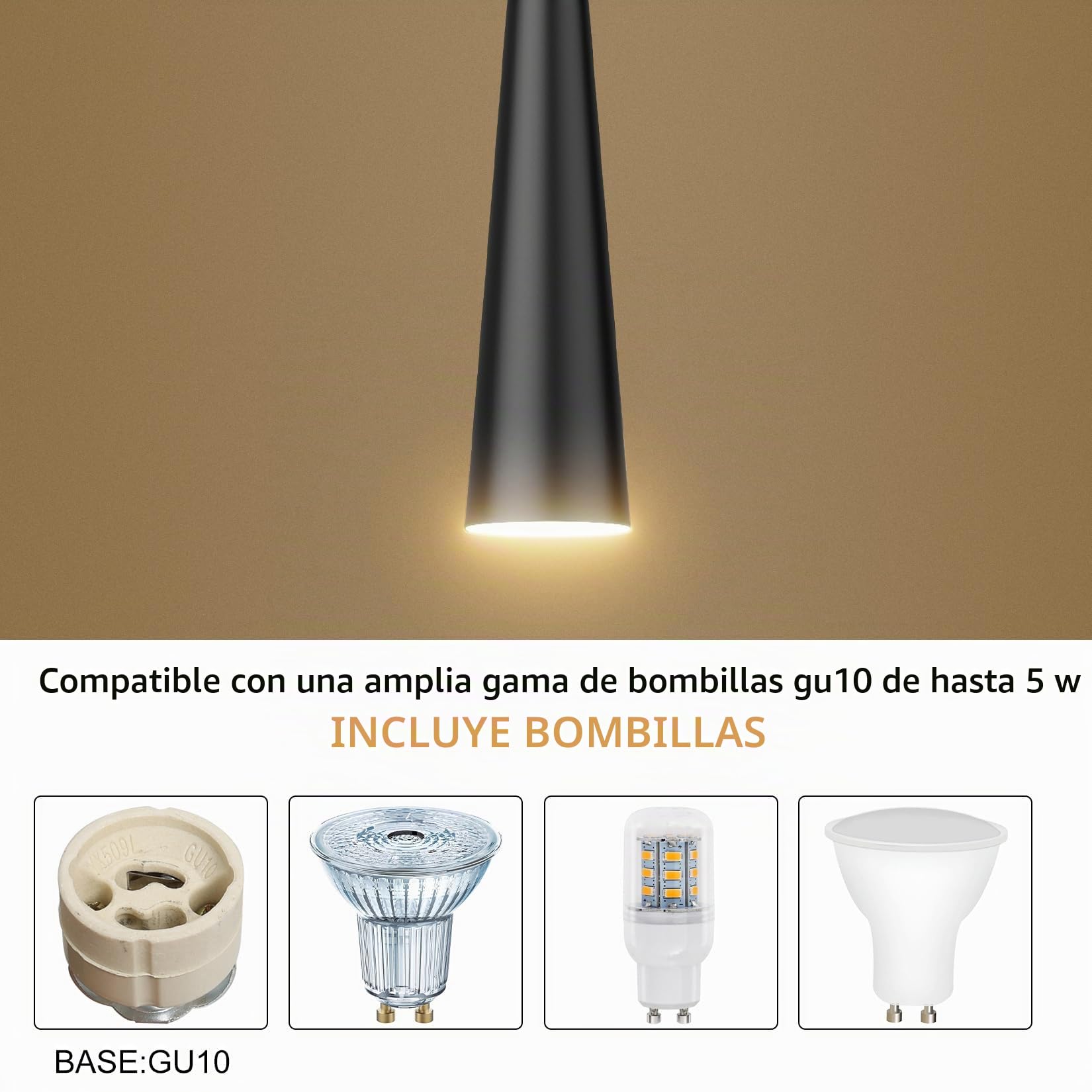 K-Bright 2 piezas Iluminación Colgante negro GU10 portalámparas, Lámpara de araña cónica de 30 cm, lámpara de araña para sala de estar, mesa de comedor, mostrador de hotel (incluye bombilla)