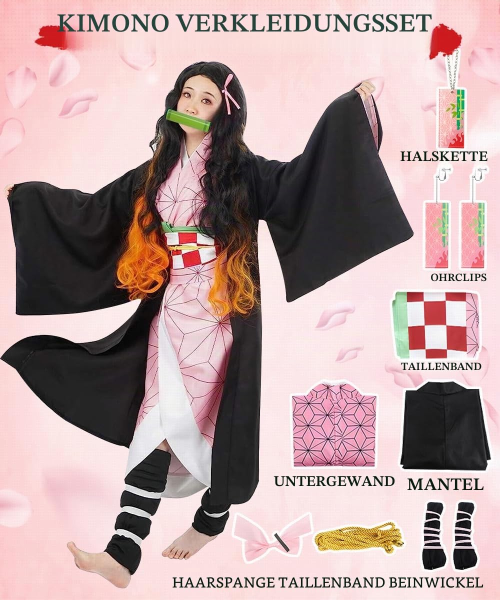 Anime Kimono Cosplay, Japanisches Kostüm Set, Kimono Cape Ensemble, Geschenk für Erwachsener, Japanisches Kostüm für Karneval Halloween Weihnachten