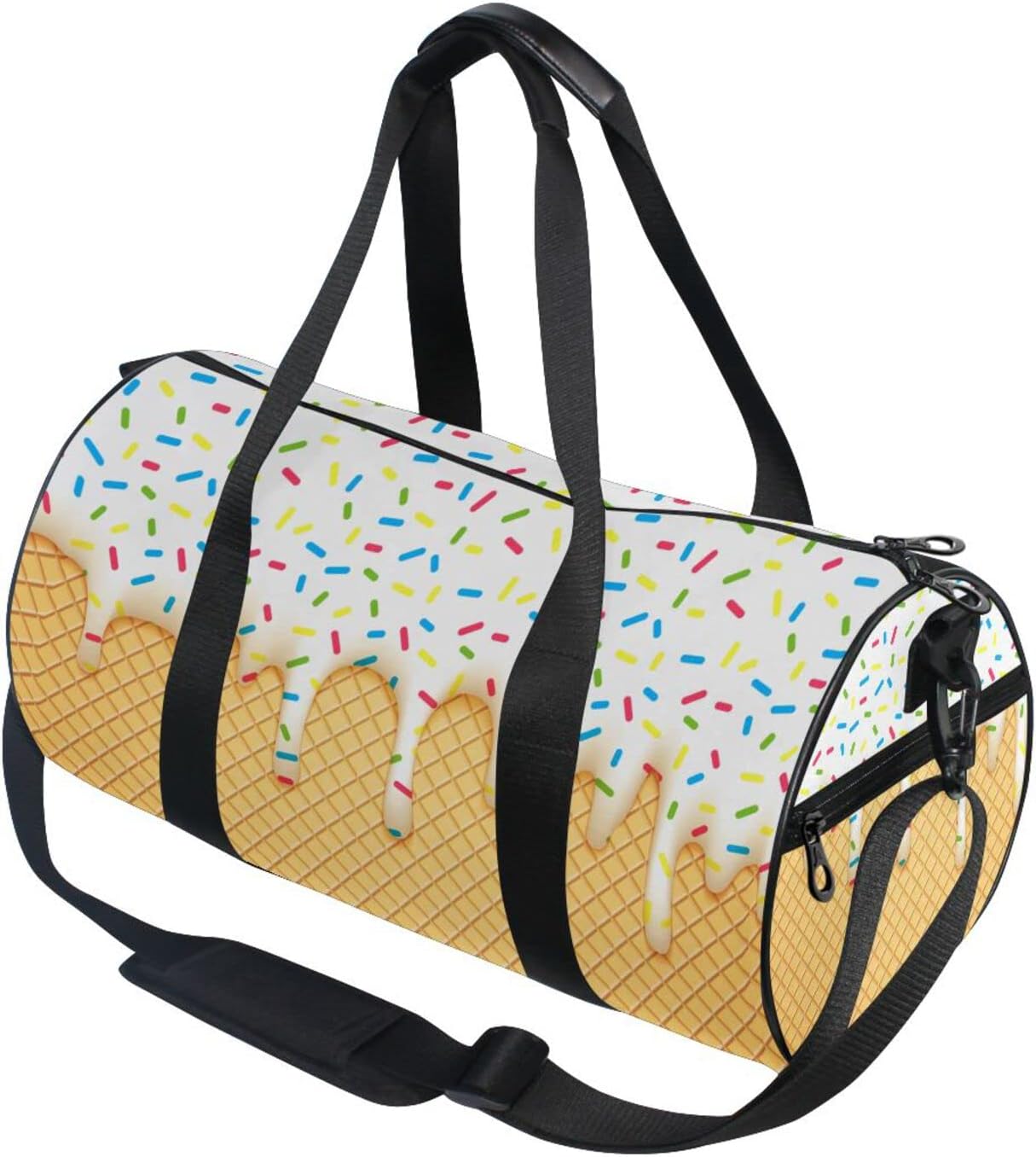 Ice Cream Cone Round Duffel Sports Bag Lightweight with Inner Pocket Gym Bag for Men Women Duffle Bag for Travel Sports