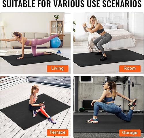 Miniatura 7 de VEVOR Large Exercise Mat, 12'x6'10'x6'9'x6'8'x6'8'x5'7'x5'6'x4' (7mm) Extra Thick, Non Slip High Density Premium Workout Mat, Exercise Yoga Mat for