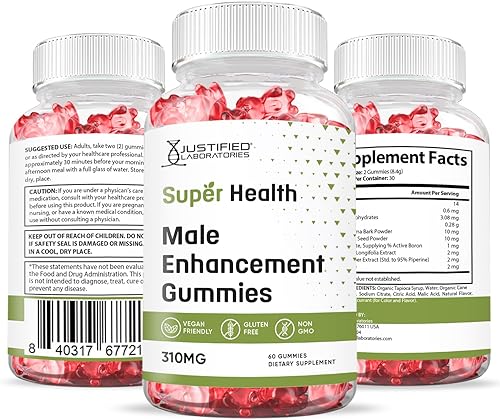 Miniatura 6 de Justified Laboratories (5 unidades) Super Health - Gomitas de mejora masculina de 310 mg veganas, sin OMG, 300 gomitas