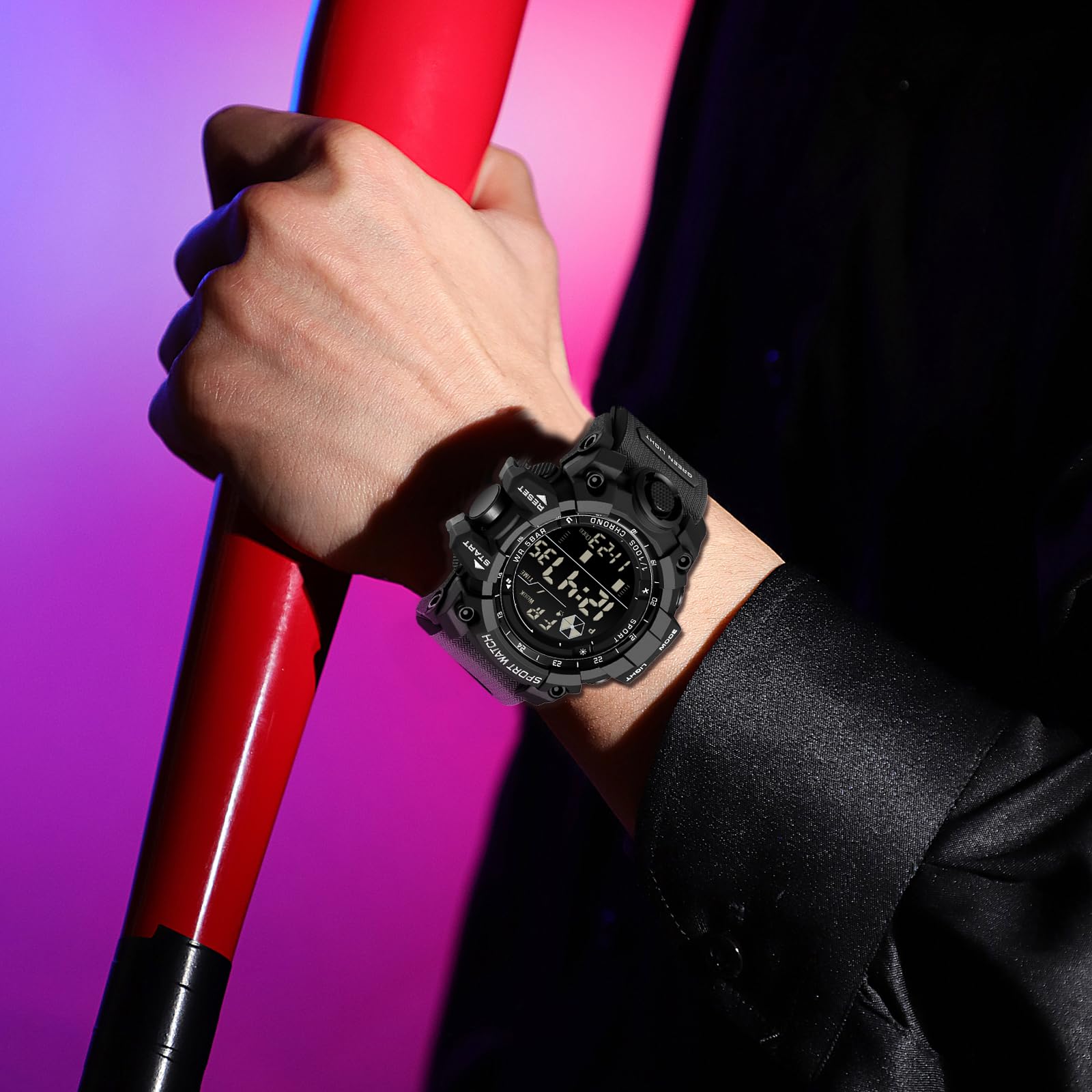 Orologio digitale da uomo, multifunzione, digitale, con allarme elettronico, impermeabile, sportivo
