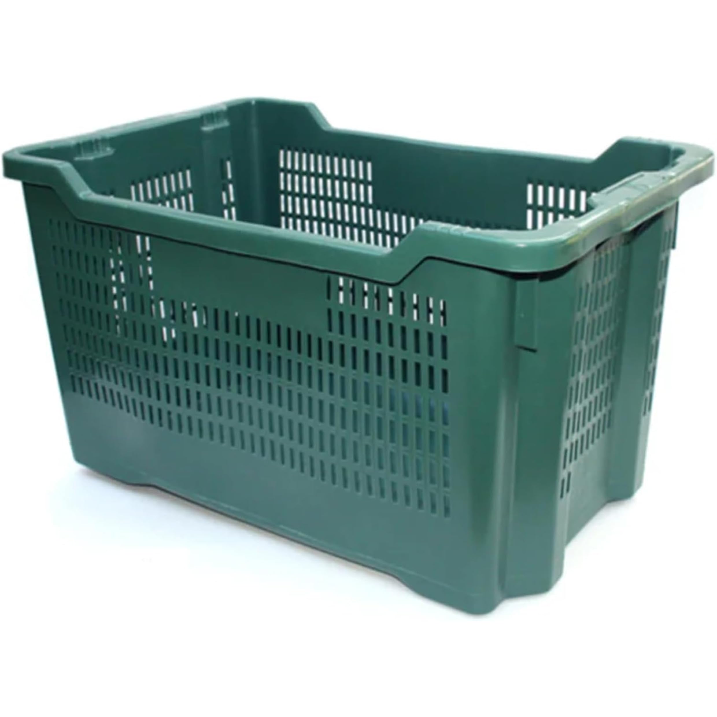 Cassetta Agricola Impilabile in Pvc Verde per Raccolta 52x35x31 | Cesta per Raccolta Olive,Frutta,Vendemmia Stoccaggio e Trasporto Sovrapponibile con Manici