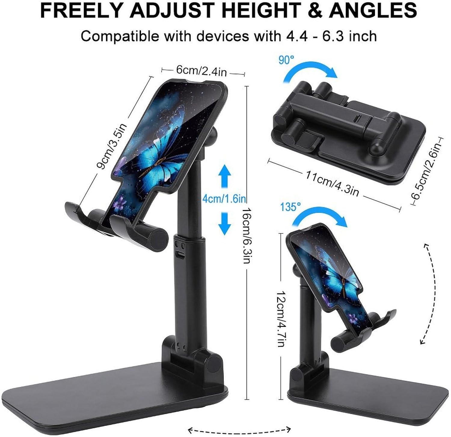 Galaxy Blue Butterfly Folding Cell Phone Stand, Portable Phone Holder image 2