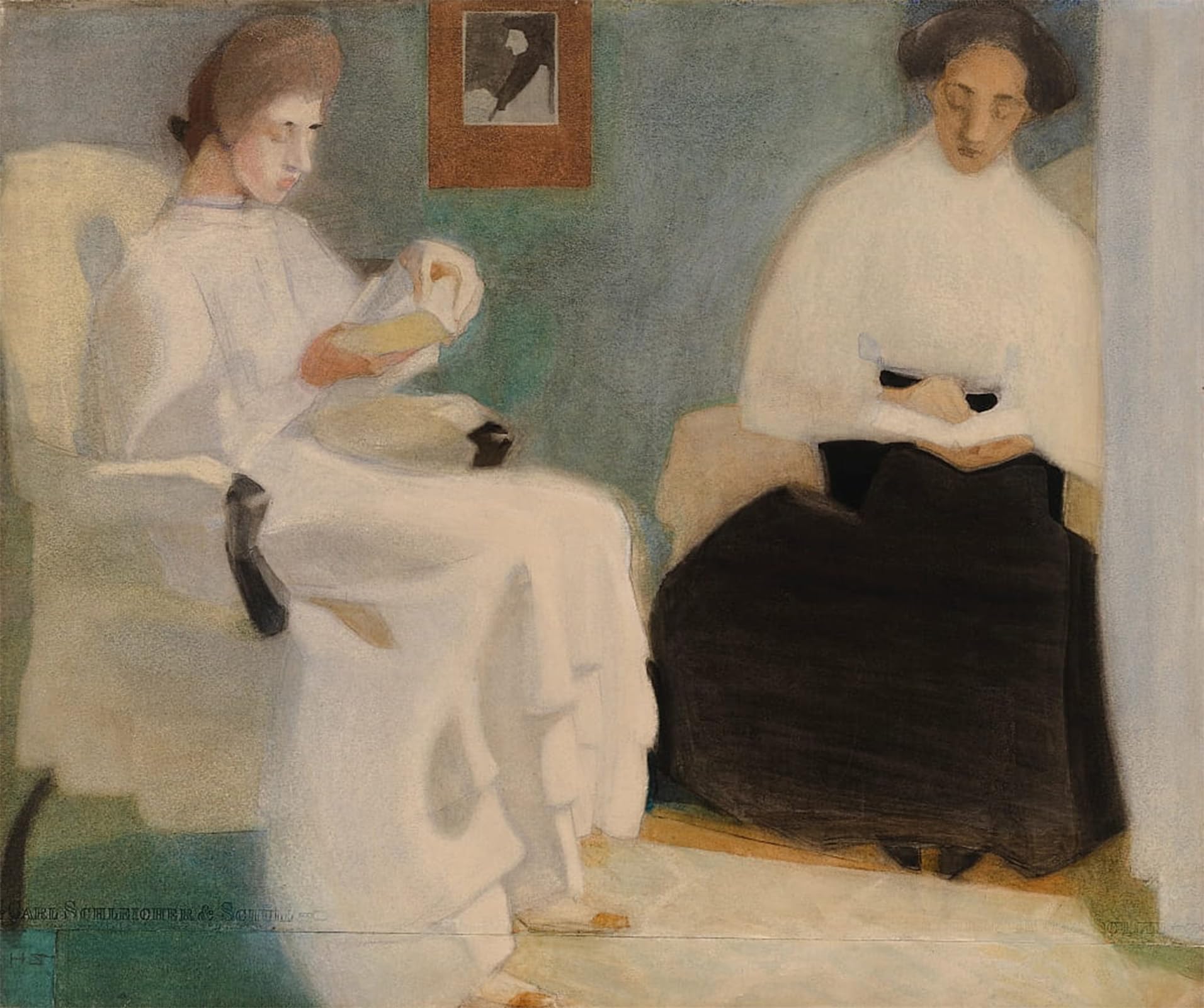 SERENDIPITP Aesthetic Poster Photo Wall Print Retro Picture Girls Reading by Helene Schjerfbeck Modern Wall Artwork for Home Decor 60x90cm