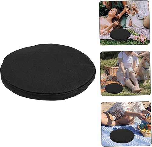 Miniatura 5 de HOMSFOU Cojín de asiento para silla al aire libre, taburete plegable portátil, cojines de silla redondos, taburete retráctil, taburete plegable