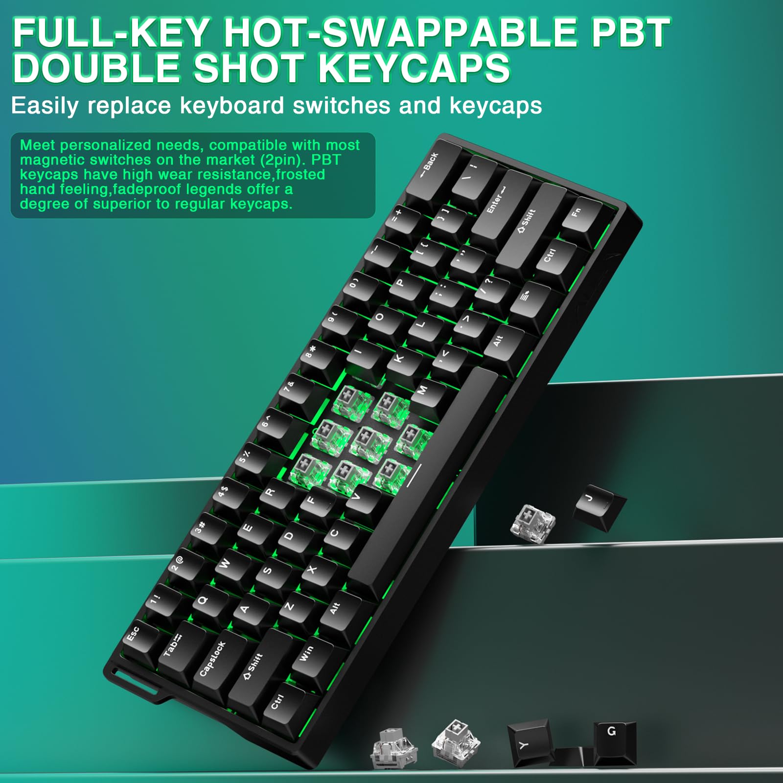 AULA WIN60 HE Mechanische Gaming Tastatur, Hall Effect Magnetic Switches, Rapid Trigger, 60% RGB, für PC/Mac