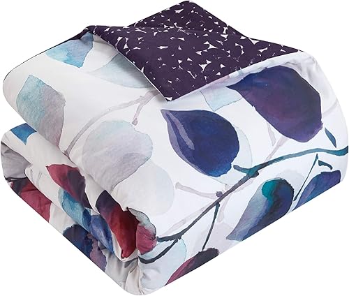 Miniatura 3 de Chic Home Anais - Juego de edredón reversible de 5 piezas, diseño contemporáneo de acuarela floral, fundas de almohada decorativas, tamaño Queen,