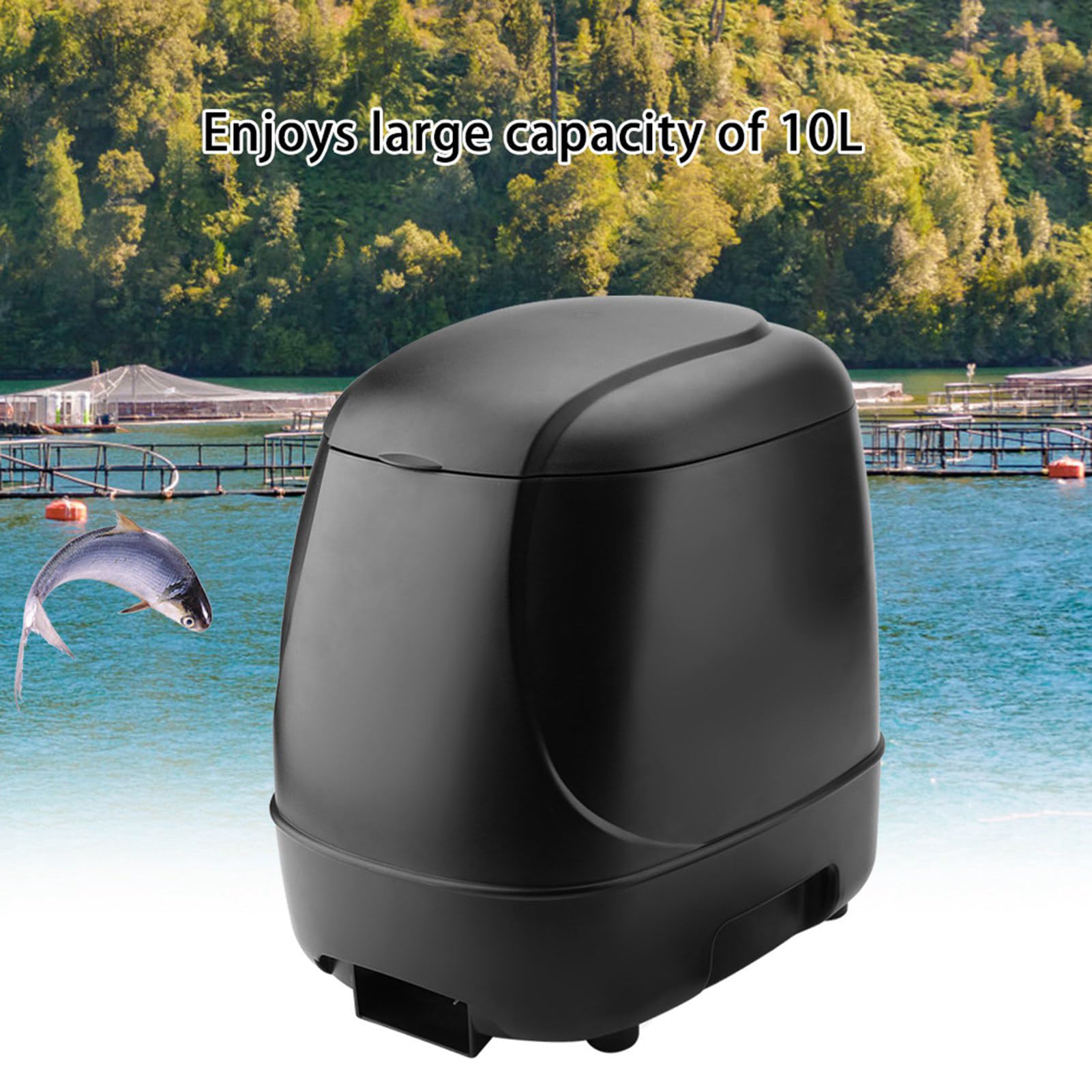 Dispenser per Mangime per Pesci da 10 Litri con Timer per Acquario da Laghetto, Mangiatoia Automatica per Pesci da Esterno per Hobbisti Impegnati