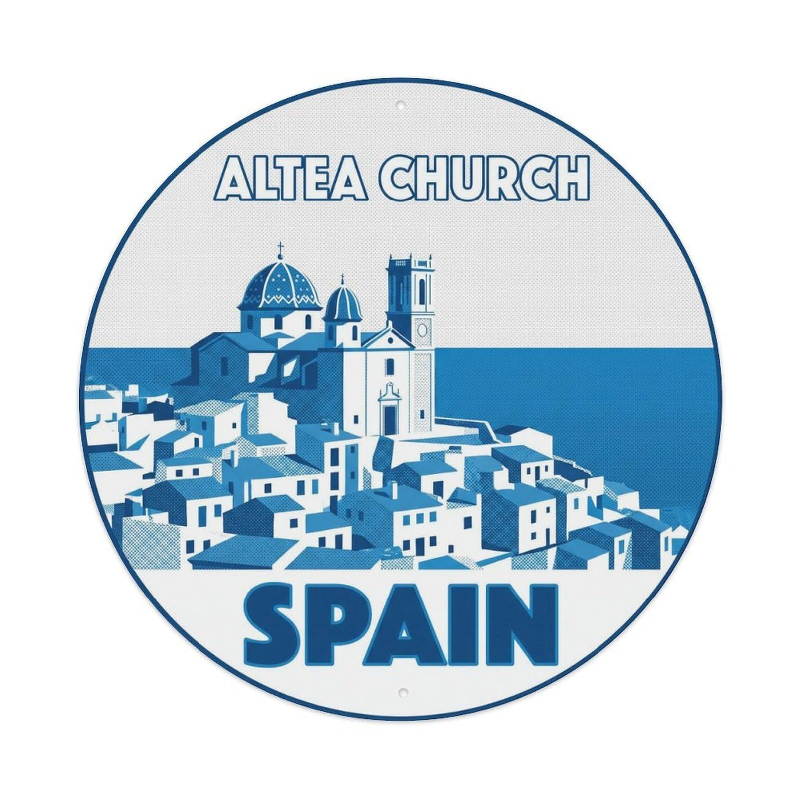 Alicante Altea Hill Church Spain Landmark Travel Metal Tin Sign