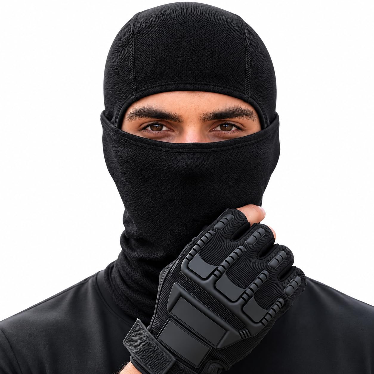 Combo Army Gloves & Balaclava Tactical Military Combat Gloves and Balaclava Set, Camouflage Pattern, Olive Green, Protective Gear for Outdoor Sports, Riding, Skiing-image-47