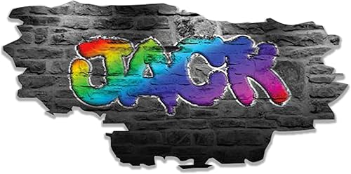 Miniatura 1 de Calcomanía de pared personalizada con nombre de graffiti 3D, calcomanía decorativa de vinilo artística personalizada, extraíble, despegar y pegar,