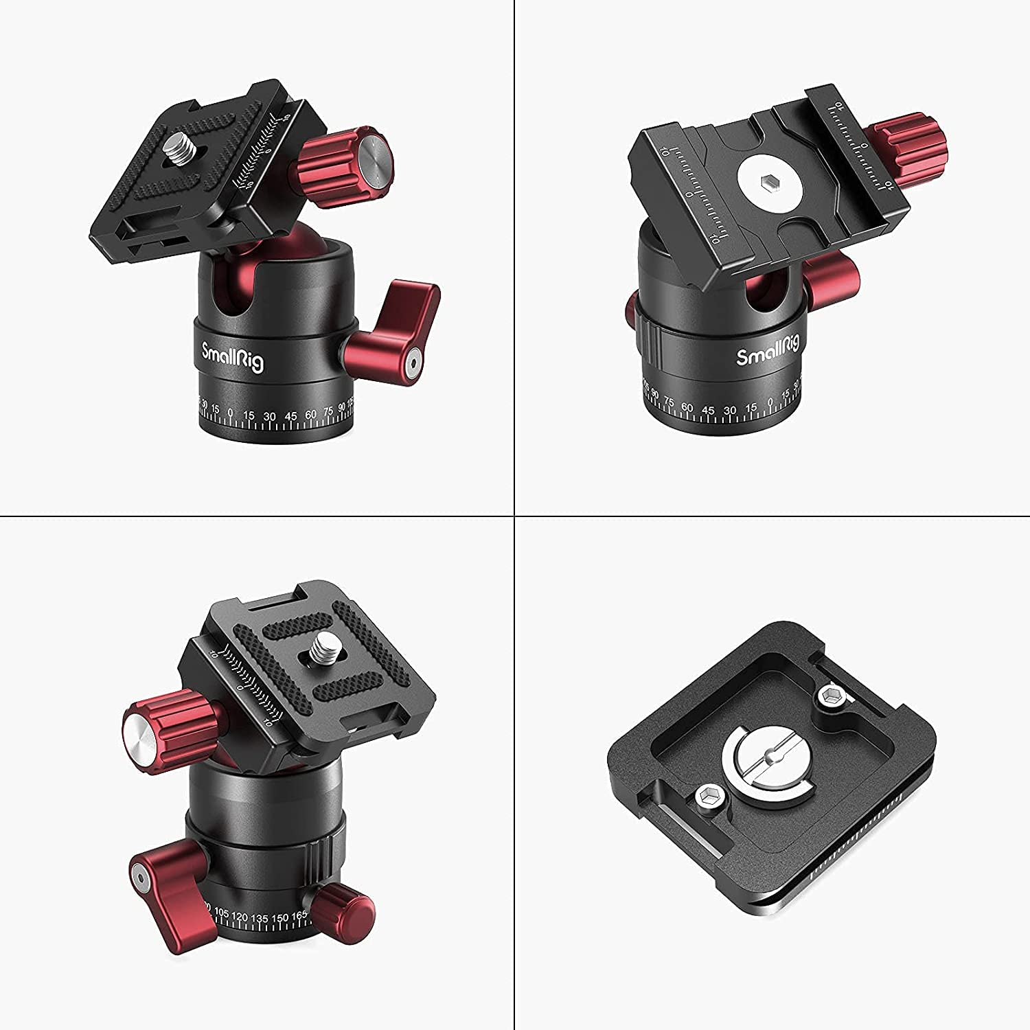 SMALLRIG Głowica kulowa 360° z mocowaniem śrubowym 1/4 cala, aluminiowa mini głowica statywu, udźwig 8 kg, do Canon/do Sony/do Nikon/do Panasonic/DSLR//smartfonów - 3034