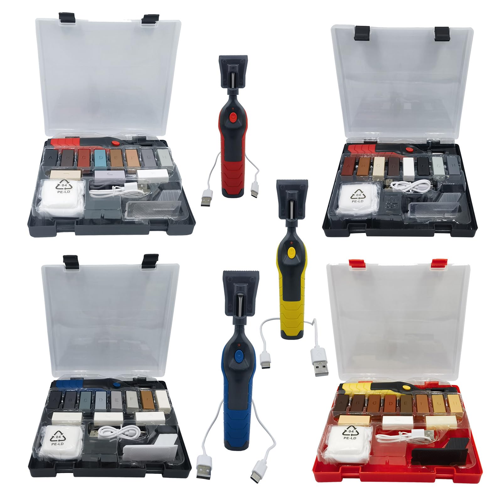Craft - Juego de reparación de suelos de madera con bloque de ceras de 11 colores y bolígrafo de calefacción eléctrica para arañazos, grietas y agujeros en muebles T