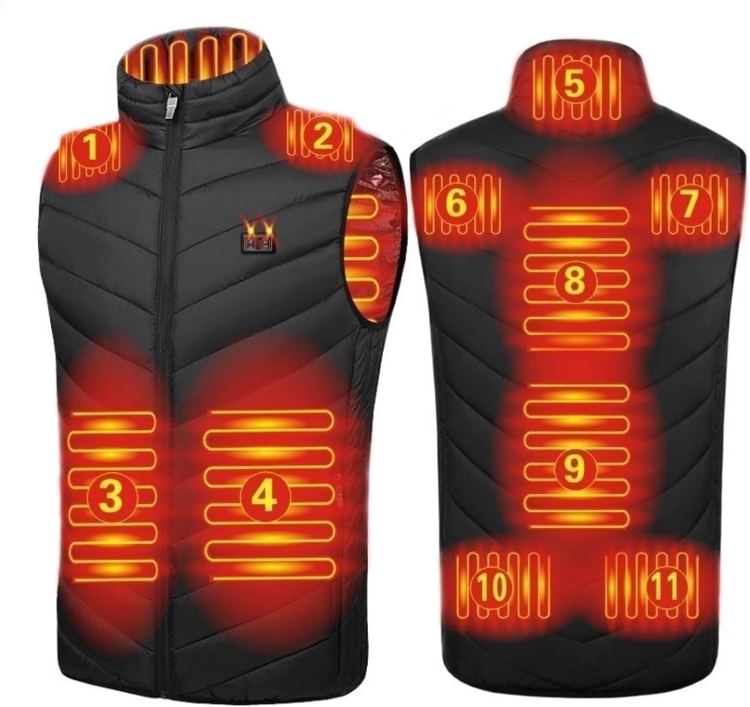 Electric Heated Vest, Unisex Washable USB Rechargeable Heating Waistcoat Winter Body Warmer Jacket Heated Gilet Coat for Outdoor Activities Men/Women Black(Power Bank Not Included)