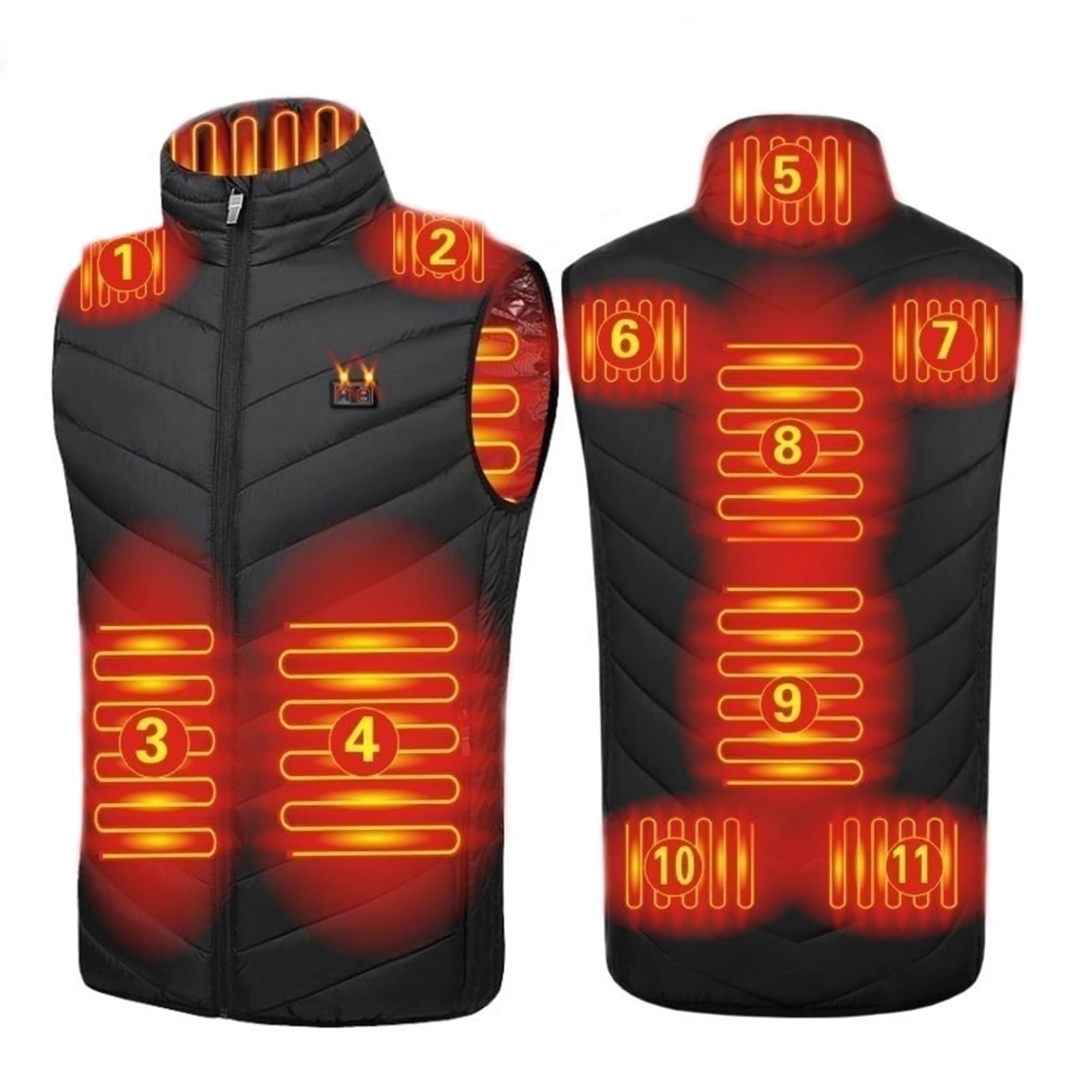 joyvioElectric Heated Vest, Unisex Washable USB Rechargeable Heating Waistcoat Winter Body Warmer Jacket Heated Gilet Coat for Outdoor Activities Men/Women Black(Power Bank Not Included)