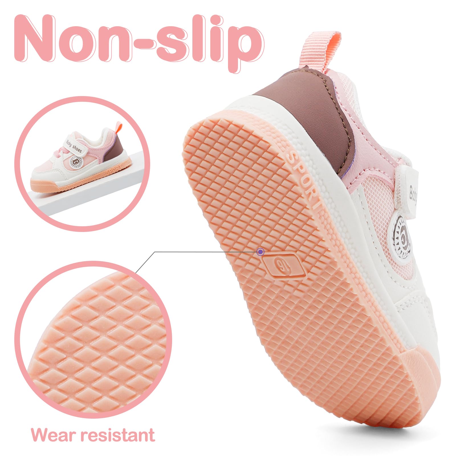 MASOCIO Chaussure Bébé Garçon Fille Chaussures Premiers Pas Semelle Caoutchouc Souple Antidérapant