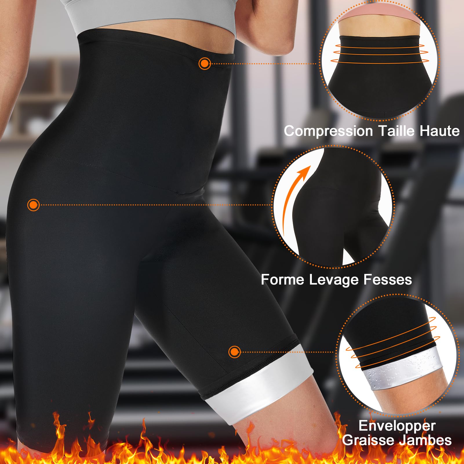 Kiiwah Pantalon Sudation Amincissante, Short Legging de Sudation Femme Taille Haute Ventre Plat Maigrir Sudation Sport Pantalon, Sauna Shapewear Costume D'entraînement pour Fitness Gym Yoga Femme
